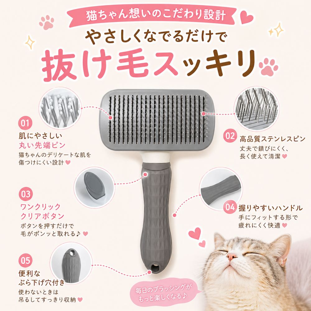 ペット用 ぬけ毛取りブラシ 犬用 猫用 【ハレゾラTBP公式店】 痛くない