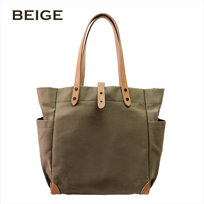 【ギフト】そだてる帆布Grough パラフィン加工帆布×レザー トートバッグ ベージュ×カーキ 【北海道・沖縄・離島配送不可】 帆布工房 新発売 Mサイズ 帆布トートバッグ 日本製 国産帆布 A4対応 大