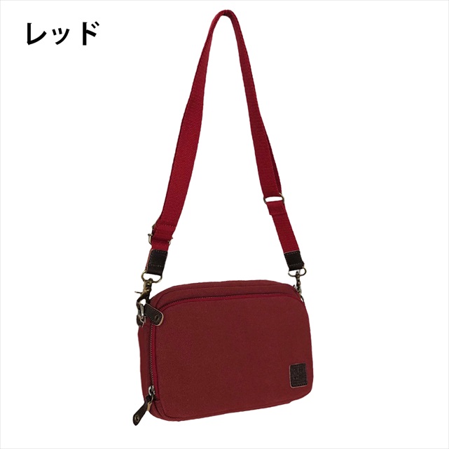 Porte-Bonheur☆幅広＆前ポケット付きお財布バッグ（ポシェット） 帆布工房 ショルダーポシェット ショルダーバッグ お財布機能付き