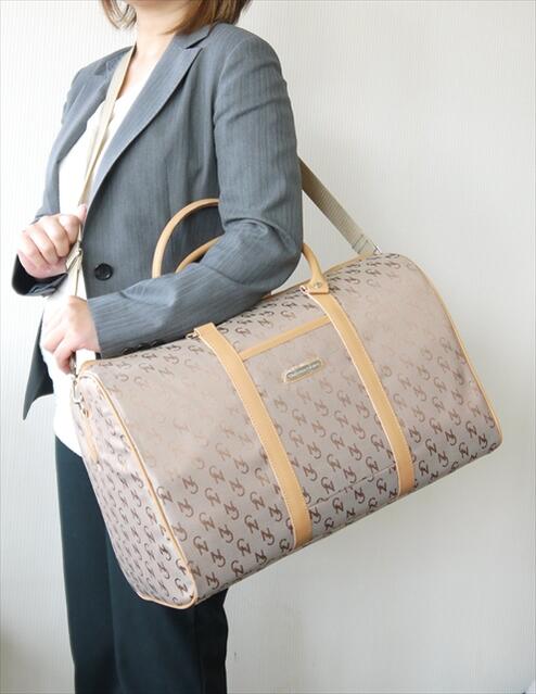 バッグインバッグ 国産ブランドモノグラム柄ボストンバッグ ジャガード