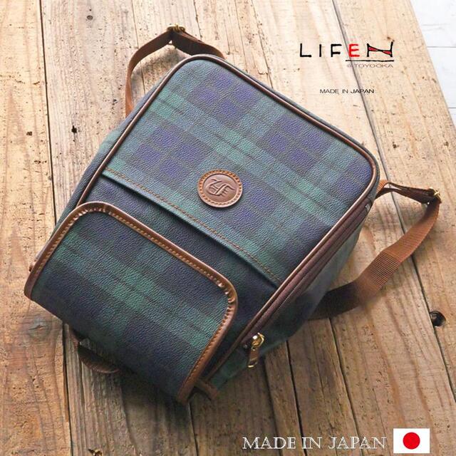 リュック 日本製 豊岡かばん LifeN デイパック ブラウン タータン
