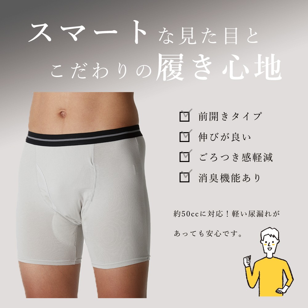 尿漏れパンツ メンズ 吸水 NEWフィフティボクサーパンツ 1枚 前開き