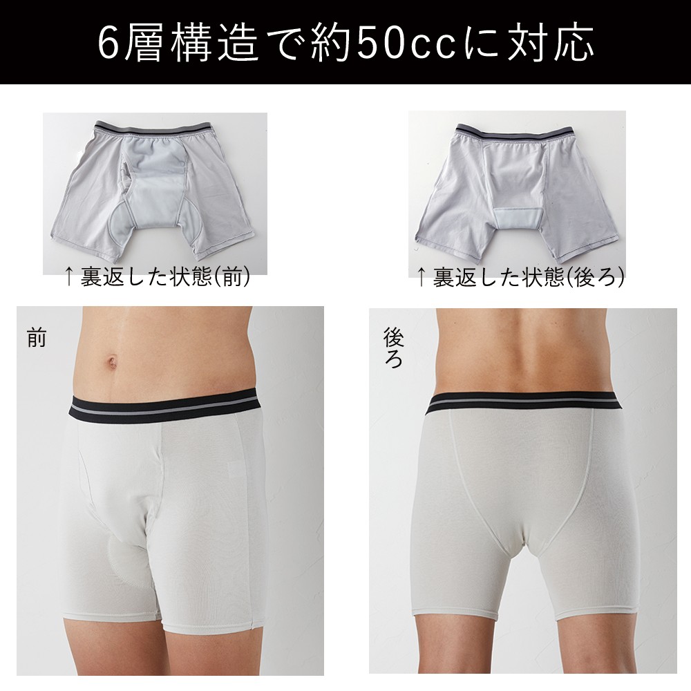 尿漏れパンツ 男性 失禁パンツ NEWフィフティボクサーパンツ 1枚 前