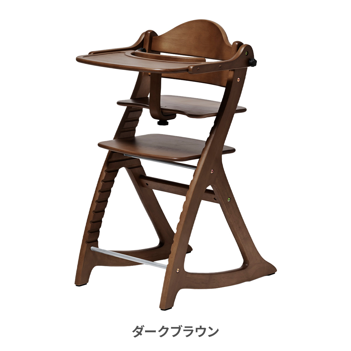 美品【大和屋】すくすくチェアプラス　 木製 ハイチェア ガード付き　ブラウン SUKUSUKU（大和屋） 大和屋 すくすくチェア スリム-J テーブル付き