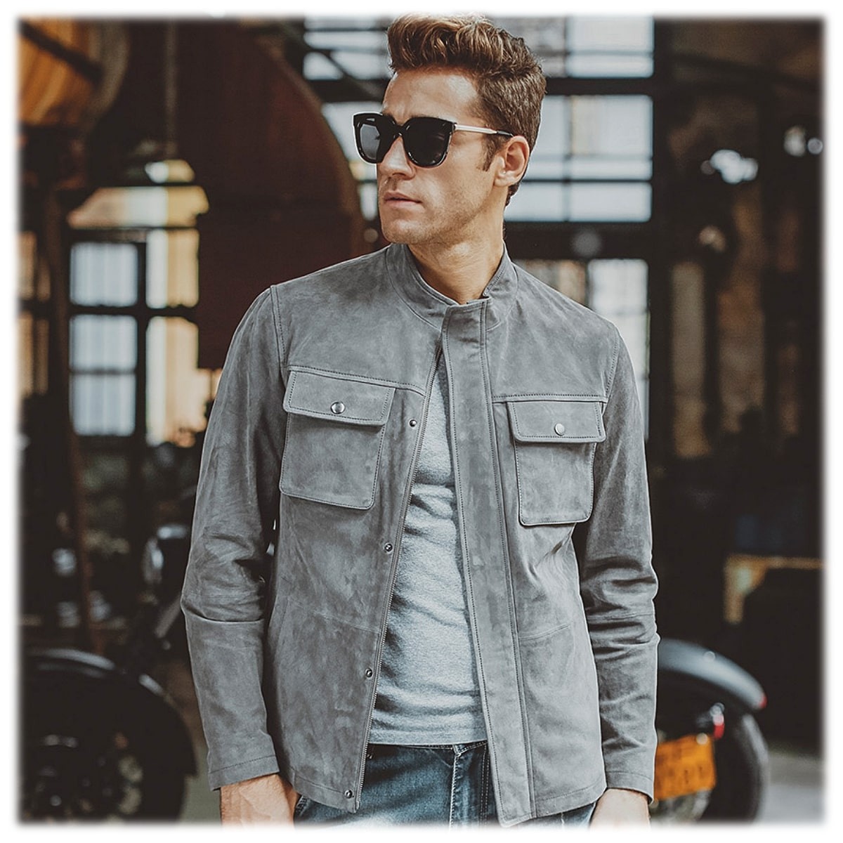 送料無料!】全10サイズ メンズ 本革ピッグレザーチェストポケット