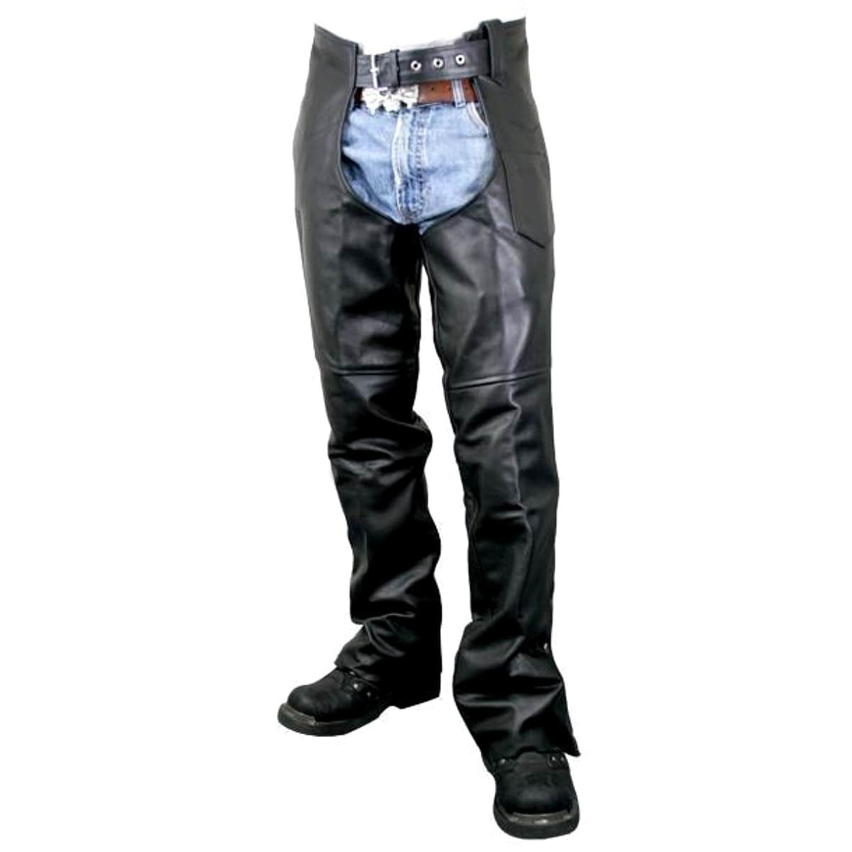 バイク チャップス 本革製 Xelement B7552 Men's Black Easy Fit Premium Motorcycle Chaps  メンズ ブラック レザーパンツ 大きいサイズ