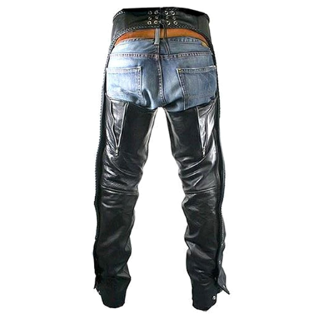バイク チャップス 本革製 Xelement Men's B7555 Classic Black Braided Leather Chaps メンズ  ブラック レザーパンツ 大きいサイズ