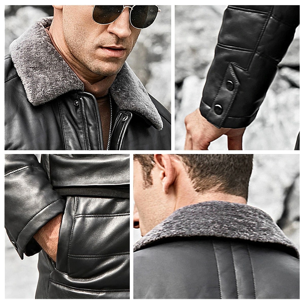 送料無料!】全10サイズ メンズ シープファーカラー ラムスキン