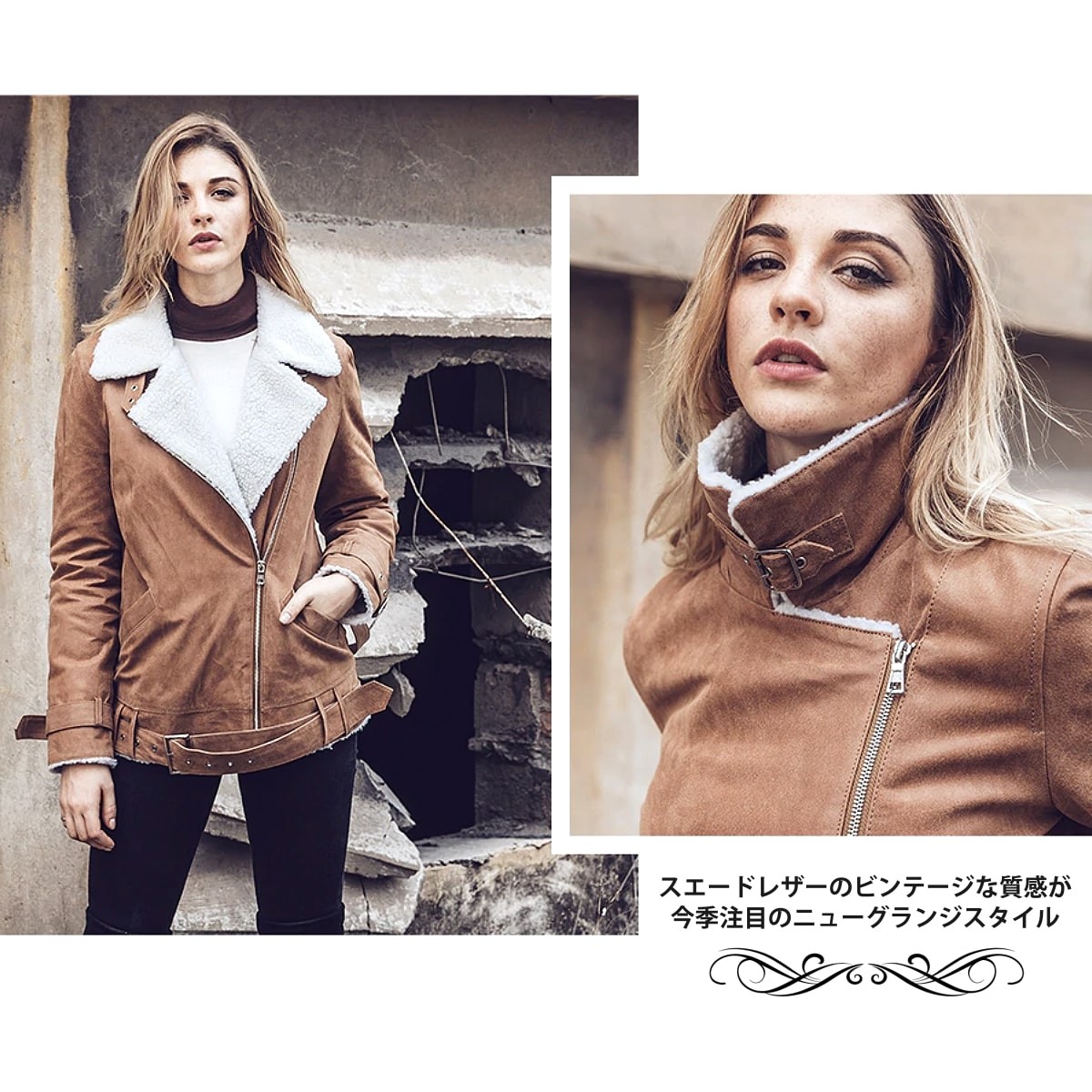 【重厚感】Suggestion サジェッション レザーファーコート豚革　L 送料無料!】全7サイズ レディース フェイクファームートンピッグ