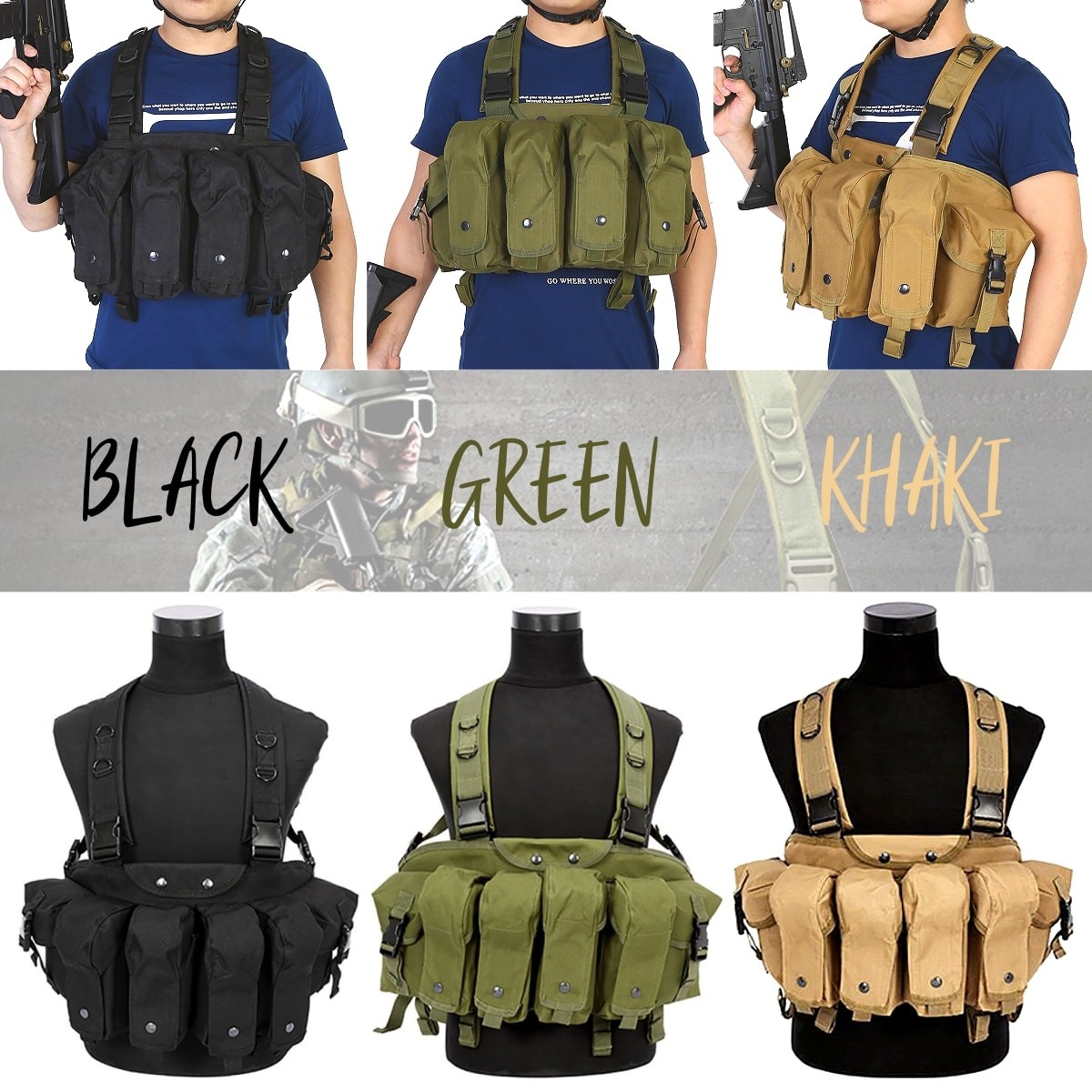 送料無料!】全3色 フリーサイズ メンズ コンバット AKチェストリグ