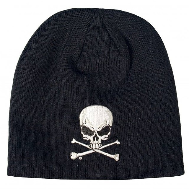 米国直輸入! ホットレザー スカルアンドクロスボーン ニットキャップ