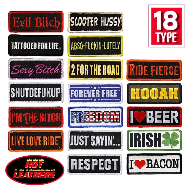 米国直輸入! ホットレザー 全18種類 バイカー ロゴ＆英字 プリント