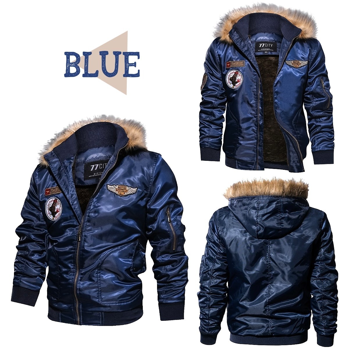 未使用❗️ムータマリン　ボンディング　フルジップジャケット　MA-1 ネイビー 送料無料!】全3色 6サイズ メンズミリタリーパッチズ ウールライナー