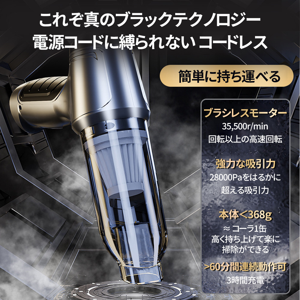 【即納】ハンディクリーナー 強力 ミニ掃除機 車用掃除機 コードレス ブラシレスモーター 充電式 吸引力 28000pa 小型 軽量 車用 おすすめ  家庭用 2024 : cp1d065 : HarmonyヤフーShop - 通販 - Yahoo!ショッピング