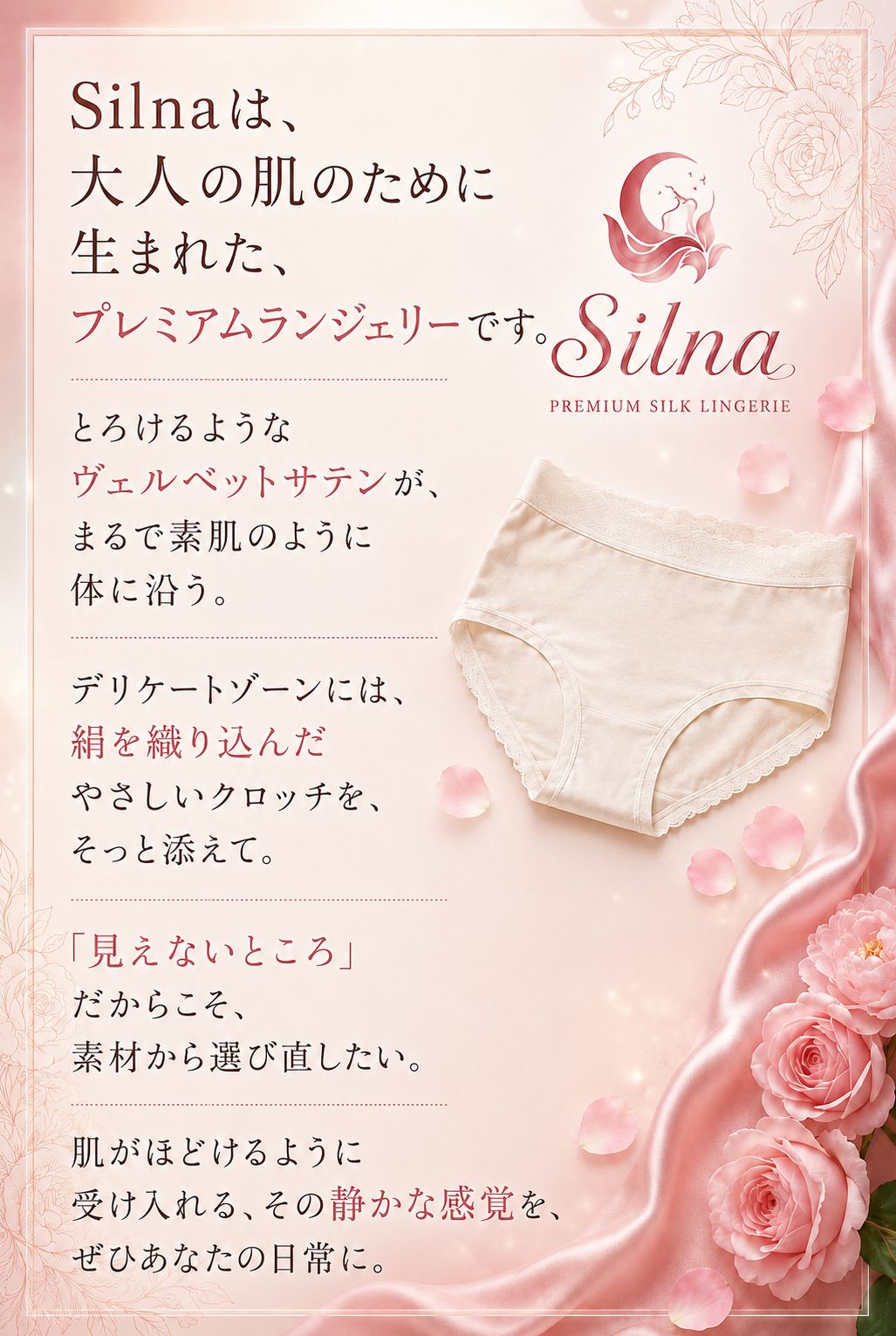 \半額/ 3枚セット ショーツ レディース レース 通気性抜群 ショーツレディース シルク 下着 敏感肌 ひびかない 大きいサイズ 通気 シルーナ silna baby-mine 関連画像3
