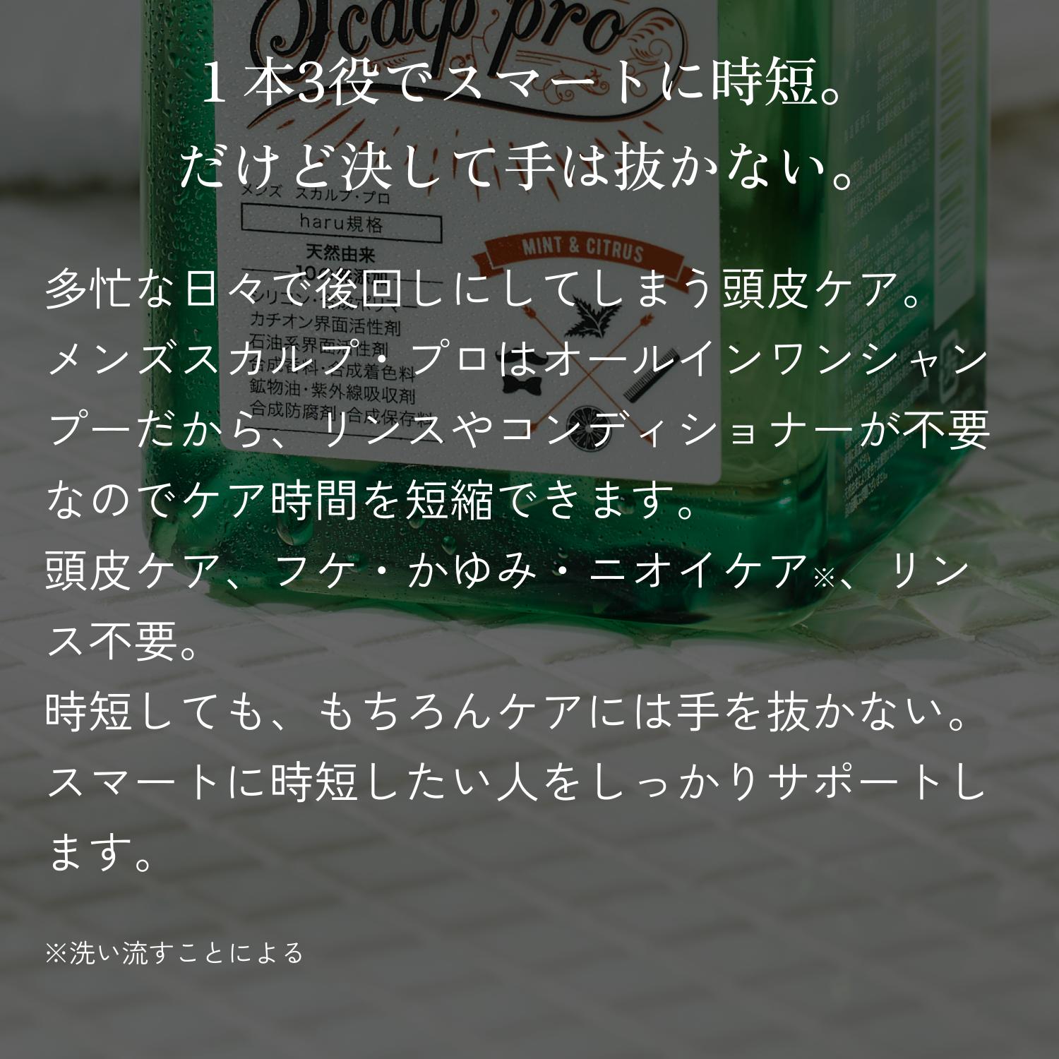 シャンプー　haru　100％天然由来の男性用シャンプー「メンズスカルプ・プロ」が登場！(300mL) | haru | 12