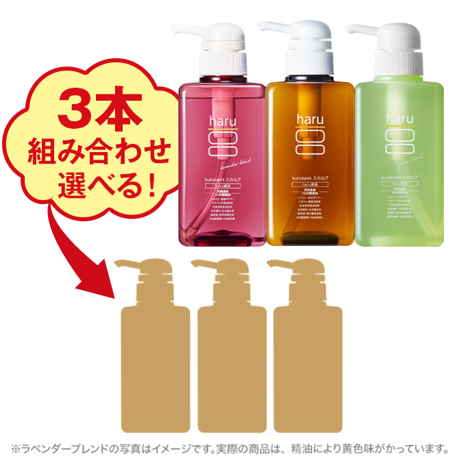 【25％OFF】選べる3タイプ　kurokamiスカルプ3本セット　haru　シトラス　柑橘系　ラベンダー