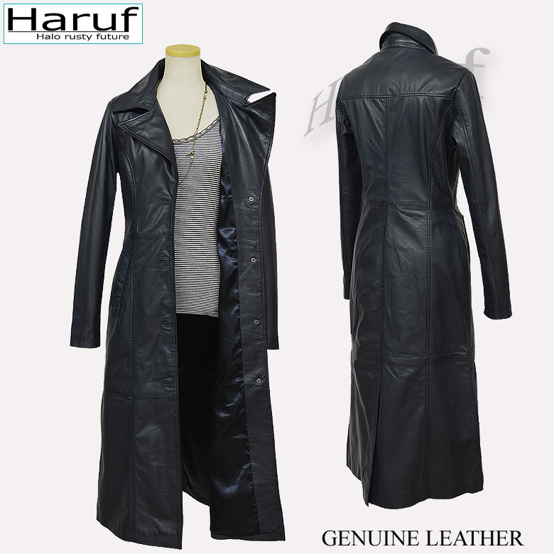 新品Haruf ラムレザー ロングチェスターコート ジャケット Haruf レザーコート チェスターコート ロング レディース 本革