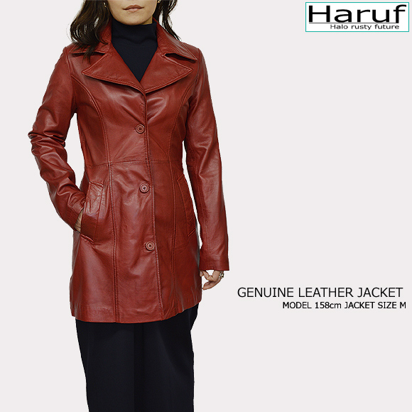 新品Haruf ラムレザー ロングチェスターコート ジャケット 4583reds1.jpg