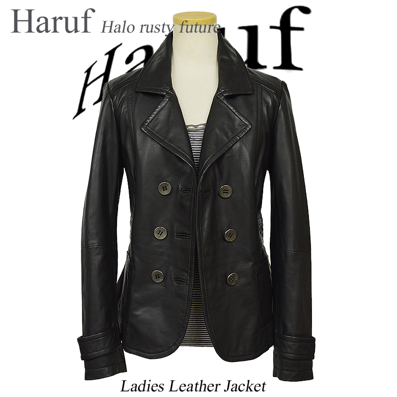 Haruf（ハルフ） 本革 レザージャケット テーラード ピーコート