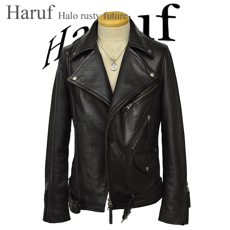 Haruf 本革 ダブルライダース レザージャケット 革ジャン メンズ
