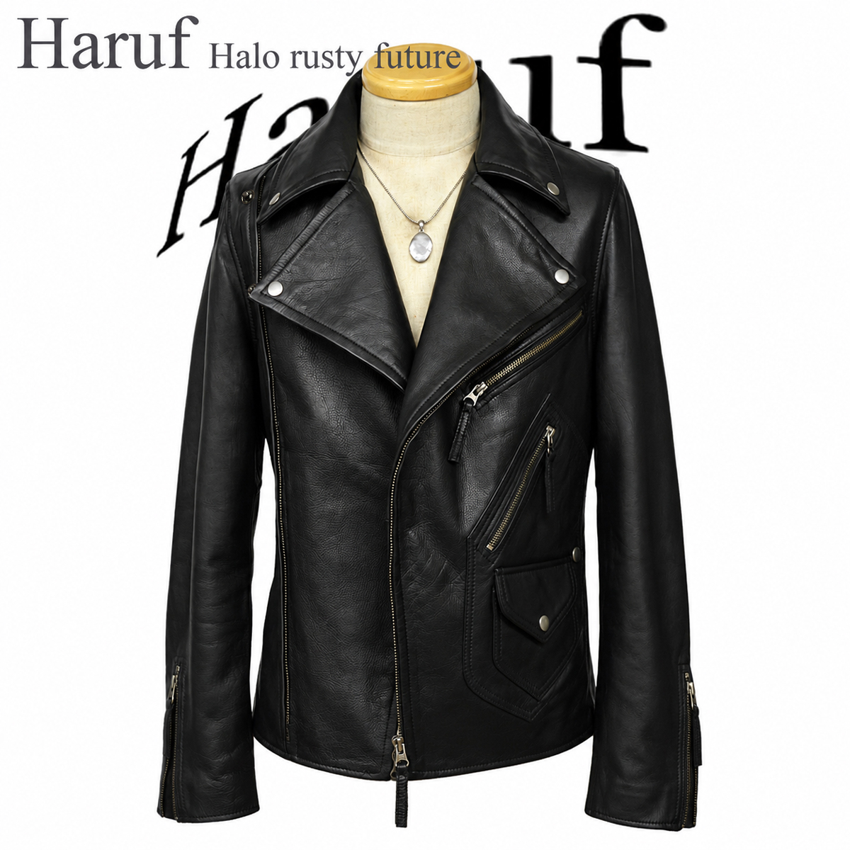 Haruf（ハルフ） 本革 ダブルライダース レザージャケット 革ジャン