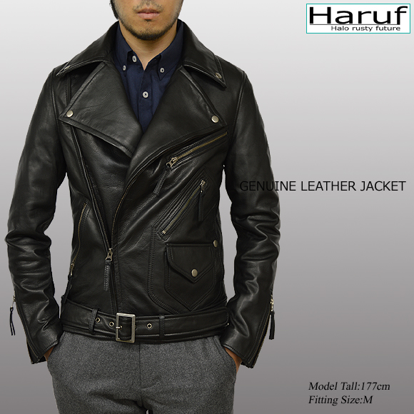 【公式】フジのお歳暮・冬ギフト Haruf メンズ 革ジャン レザージャケット ダブルライダース 本革 ジャケット・アウター