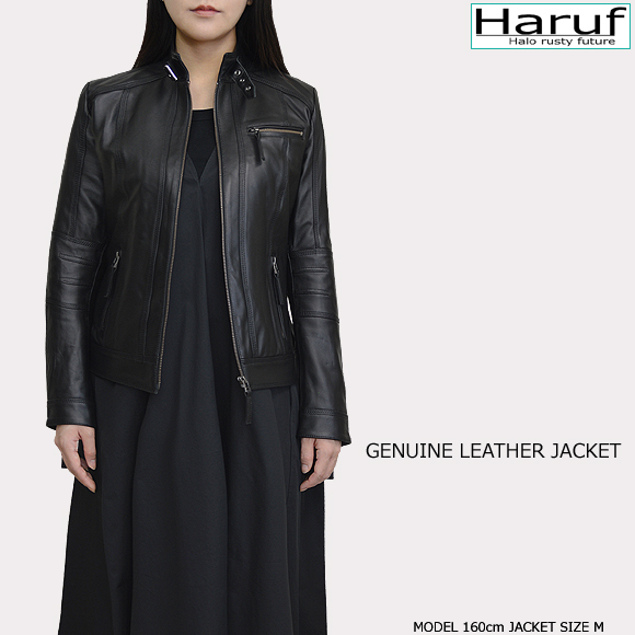 Haruf（ハルフ） スタンドカラー ライダースジャケット シングル