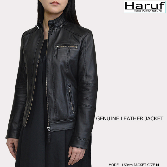 Haruf（ハルフ） スタンドカラー ライダースジャケット シングル