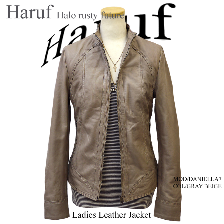 革ジャン レザージャケット ライダースジャケット レディース 本革 ラムレザー シングル ライダース おしゃれ シンプル ブランド 黒 茶 ベージュ グレー Daniella7 Haruf Leather 通販 Yahoo ショッピング