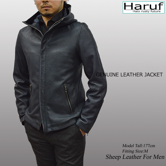 【新品タグ付】2XL カウレザージャケット Haruf 銀ボタン 新品タグ付】2XL カウレザージャケット Haruf 銀ボタン