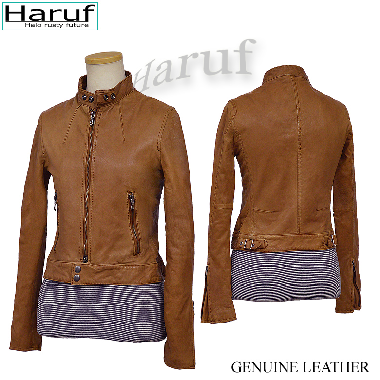 Haruf レザーライダースジャケット 革ジャン 本革 レディース