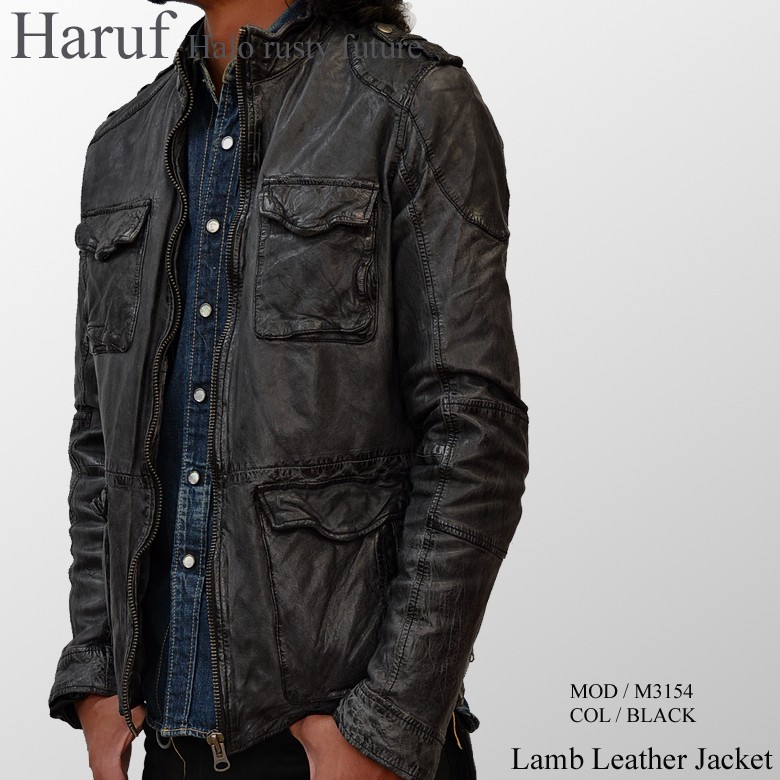 Haruf レザージャケット メンズ 本革 ライダースジャケット 革