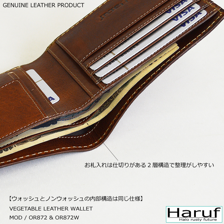 Haruf ビンテージ感あるおしゃれメンズ革財布 二つ折り財布 財布