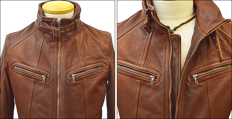 【LUXURY】羊革 ラムレザーライダースジャケット スウェード切替 ブラウンL レザージャケット シングルライダース 革ジャン メンズ 本革 キャメル