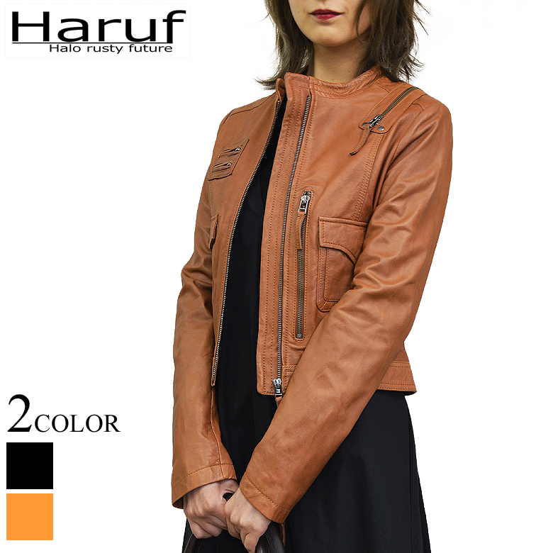 Haruf（ハルフ） 本革 シングルライダースジャケット レザージャケット
