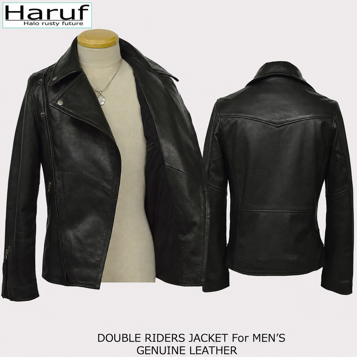 Haruf（ハルフ） 本革 ダブルライダース レザージャケット 革ジャン