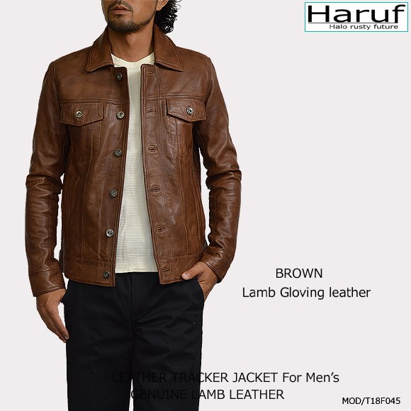 Haruf 革ジャン レザージャケット メンズ 本革 ラムレザー ジージャン