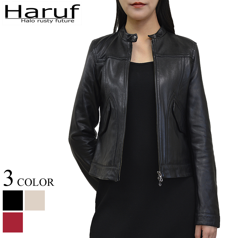 Haruf 本革 M シングルライダースジャケット ブラック Haruf 馬革 ライダースジャケット メンズ 本革 レザージャケット