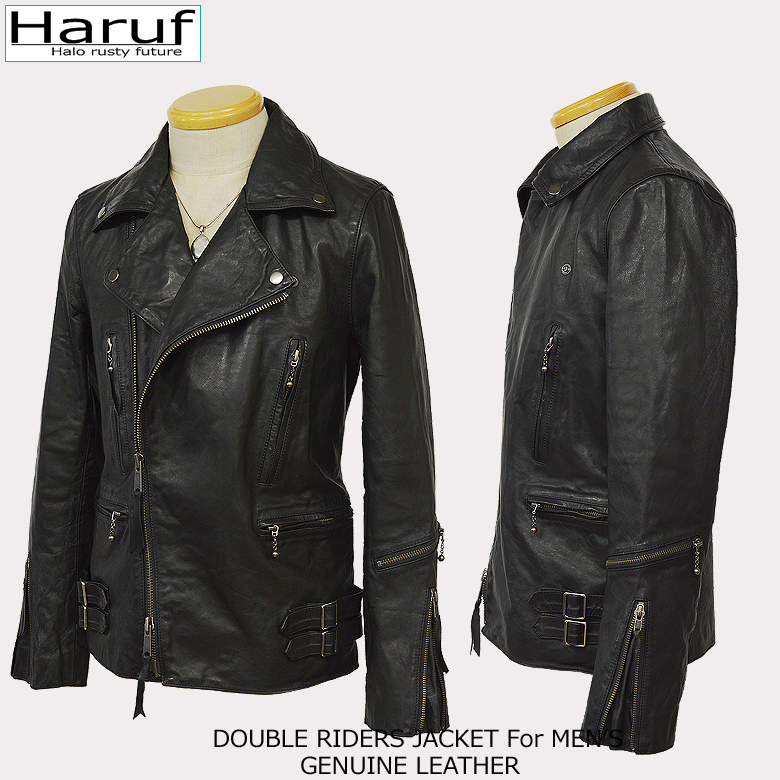 Haruf ダブル ライダースジャケット メンズ 本革 レザー