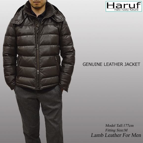 Haruf（ハルフ） 本革 レザージャケット メンズ レザーダウン