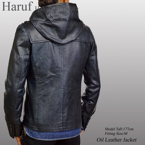 Haruf（ハルフ） レザージャケット ダッフルコート ショート丈 メンズ