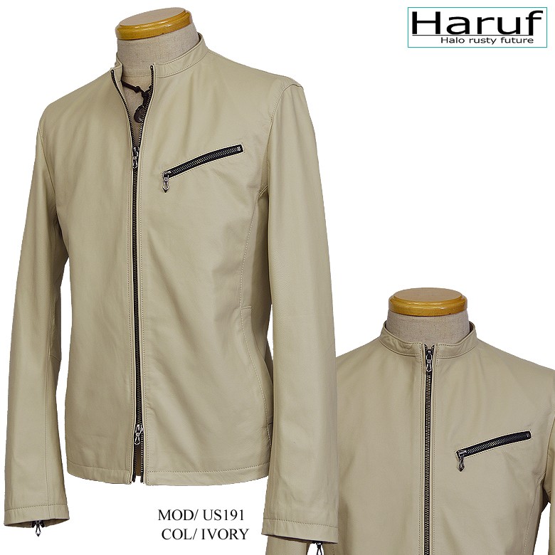 【未使用級】大きいサイズ ラムレザー Haruf シングルライダースジャケット Haruf レザージャケット シングル ライダースジャケット メンズ