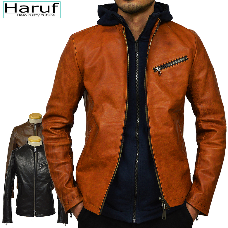 Haruf 革ジャン レザージャケット メンズ 本革 ライダース