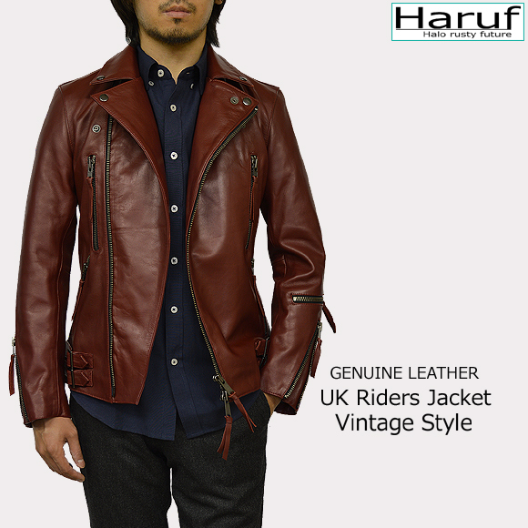 【Haruf】ハルフ　牛革ダブルライダース　LL Haruf（ハルフ） レザージャケット ダブル ライダースジャケットメンズ