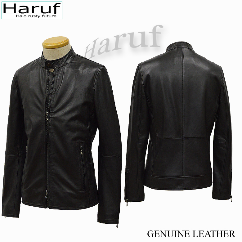 ☆美品☆ Haruf ハルフ ラムレザーシャツジャケット シングル Lサイズ Haruf レザージャケット メンズ 本革 革ジャン レザーシャツ
