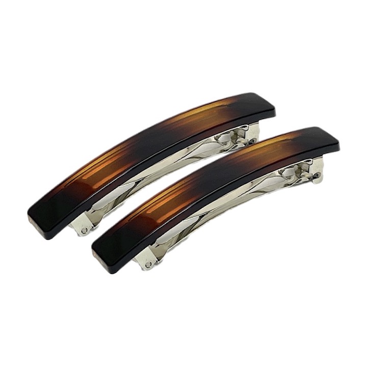 バレッタ 2個セット 8.6cm ヘアクリップ 黒 シンプル 髪留め