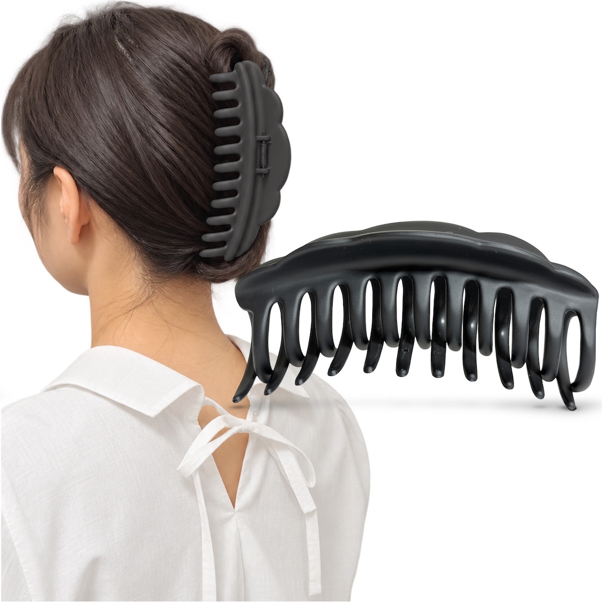MOORN（モーン） ヘアクリップ 大きめ バンスクリップ 髪留め 黒