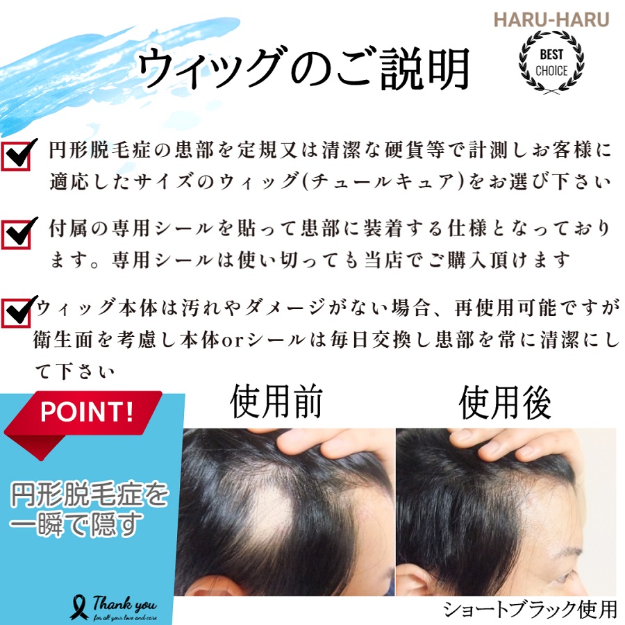 男性 円形脱毛症 隠し方 部分 ウィッグ エクステ つけ毛 Mサイズ