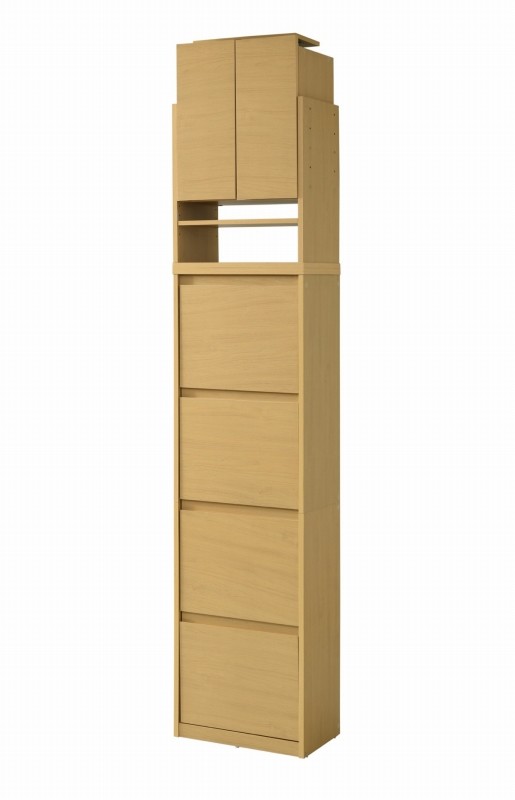 ◇薄型 靴箱 上置き付き フラップ扉 スリム 下駄箱 玄関収納 縦長